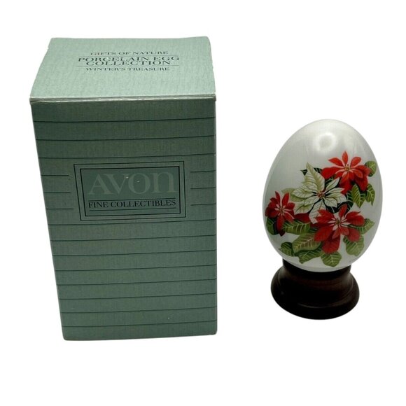 Avon Other - Vintage 1987 Handcrafted Avon Winter's Treasure Porcelain Egg With Stand And Box